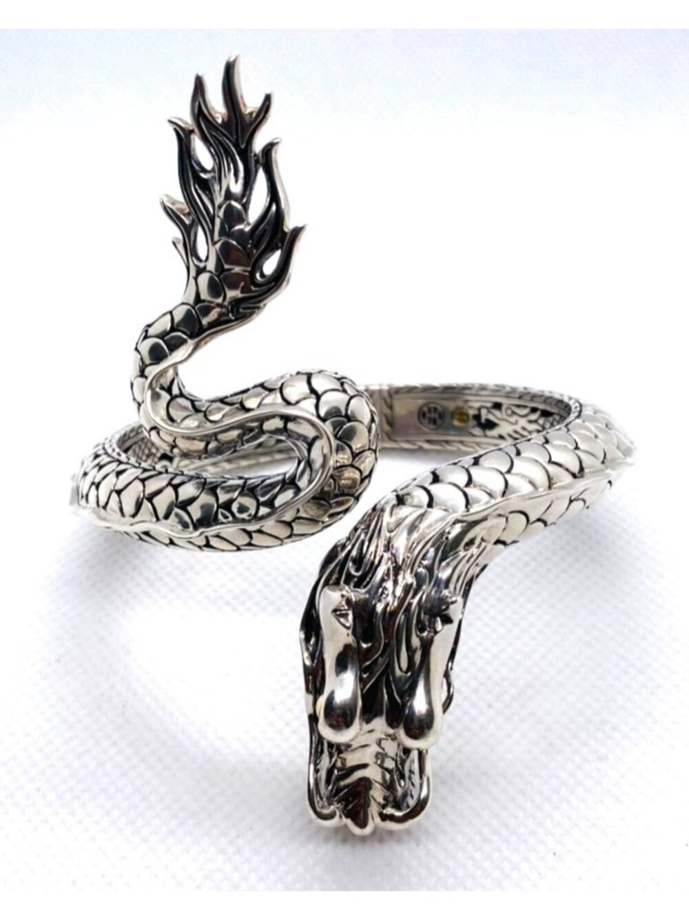 John Hardy Naga Legends Hinged Dragon Sterling Silver 925 18K Bracelet 6.75"